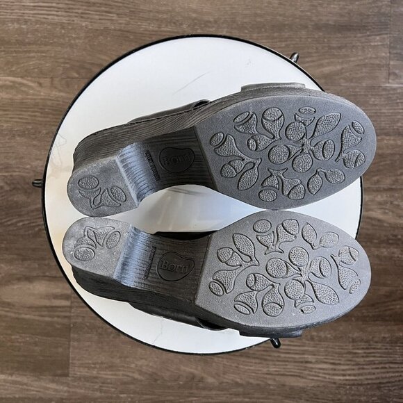 Born Sandal Coney Platform Slide Cross Straps F23703 Black Leather Size 9M​​​ - Picture 4 of 5